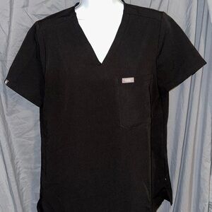 Figs Black V-Neck Scrub Top